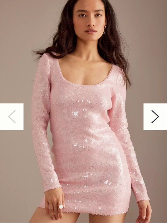 Anthropologie Dresses & Skirts - Anthropologie Bardot Pink Sequin Dress Sz S Long Sleeve Scoop Neck Cocktail NWT